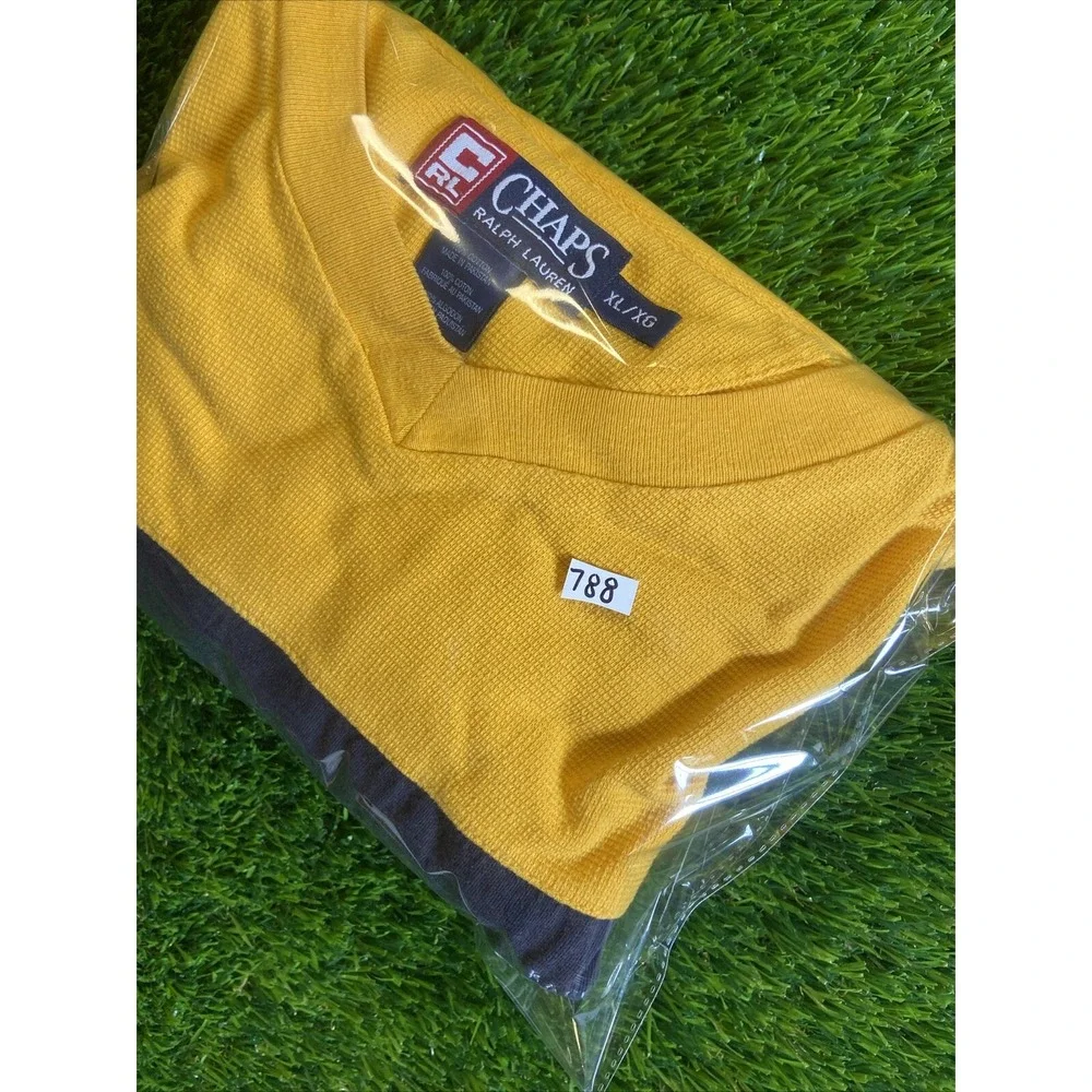 Vtg 90s CHAPS Ralph Lauren Mens XL Yellow Blue Long Sleeve T Shirt Baggy Skater